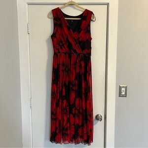 Enfocus Studio Black and Red Floral mesh beaded Dress NWT women’s 14 petite
